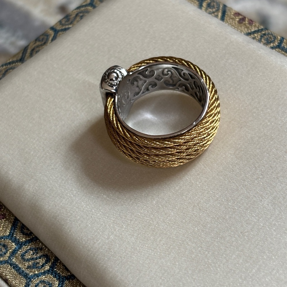 Alor 18k Cable Ring with Diamond Accent - Picture 2 of 5